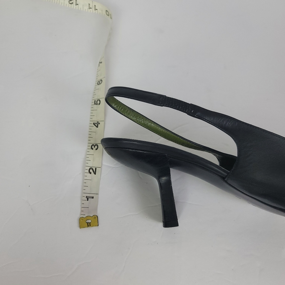 Gucci Vintage 90s Y2K Black And Green Leather Sling Back Kitten Heels Size 10 - Picture 12 of 14